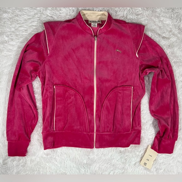 NWT Vintage 70s TIGA of California pink velour full zip jacket a447 - Picture 1 of 8
